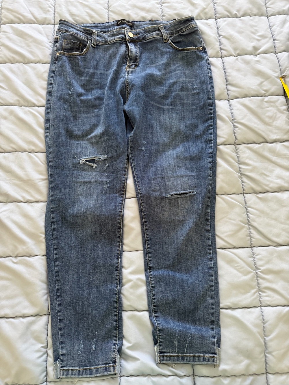 Slim Fit Dark Blue Distressed Women's Skinny Jeans